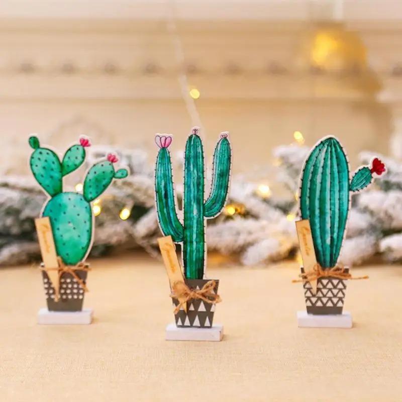 

Nordic Style Wooden Ornaments Various Specifications Optional Creative Simulation Cactus Office Desktop Decorative Crafts
