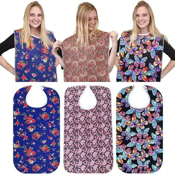 

1pc Adult Bib Anti-oil Waterproof Reusable Dining Bib Aid Apron for Seniors