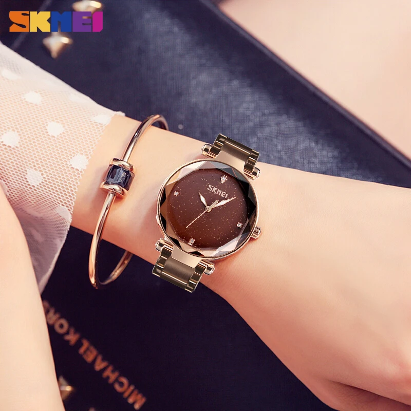SKMEI Relogio Feminino Для женщин часы элегантный топ Роскошная брендовая Дамская мода Повседневное Для женщин наручные Нержавеющая сталь кварцевые часы