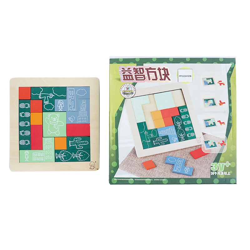 3D Деревянные Пазлы настольные Игрушки Tangram головоломка Пазлы для детей тетрис Игры развивающие игрушки для малышей деревянные подарки бесплатно