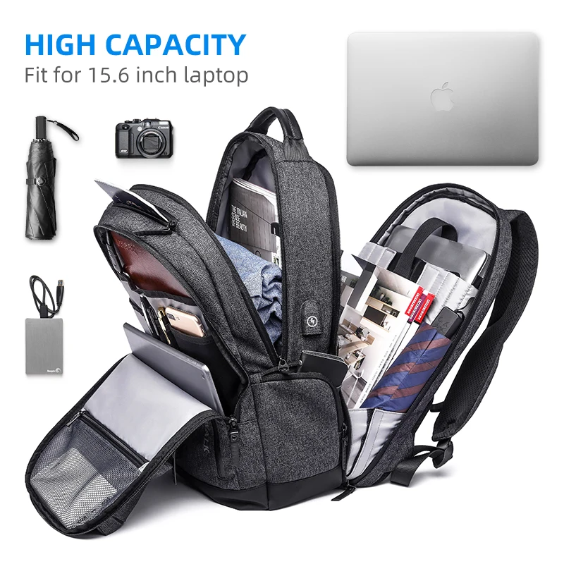 Mark Ryden Man Backpack Multi-layer Space 15.6 inch Laptop USB Recharging Travel Male Bag Anti-thief Mochila