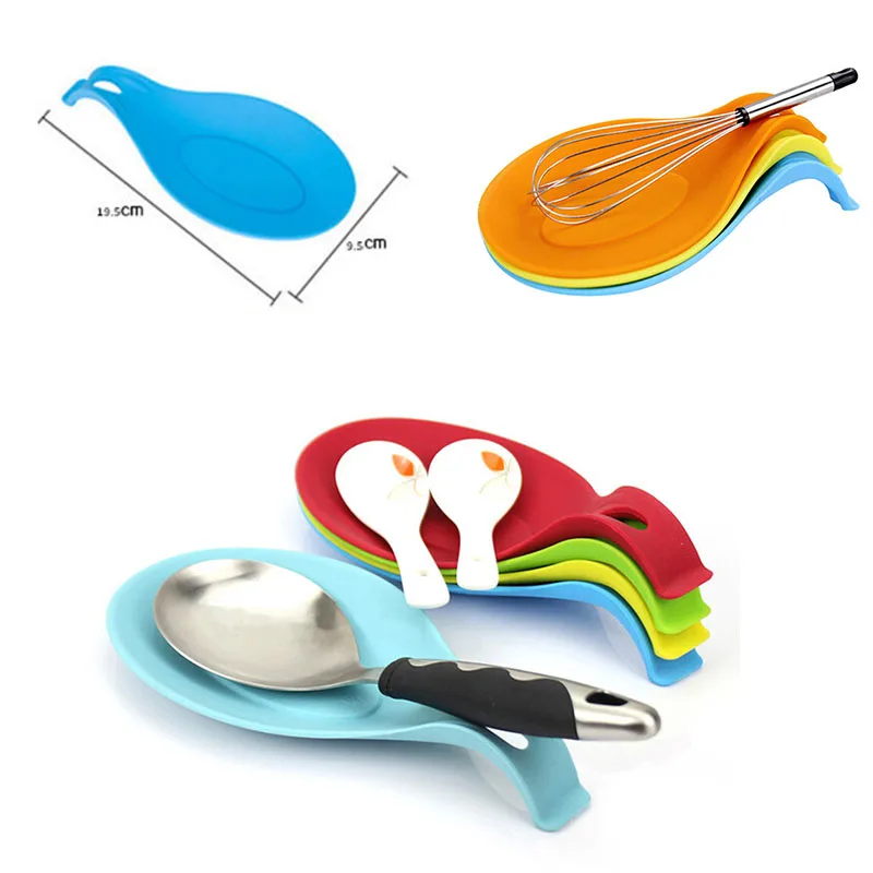 

2pcs/lot Mix Silicone Spoon Pad Spoon Mat Food Grade Temperature Tableware Insulation Pads Kitchen Tools Cooking Accessories