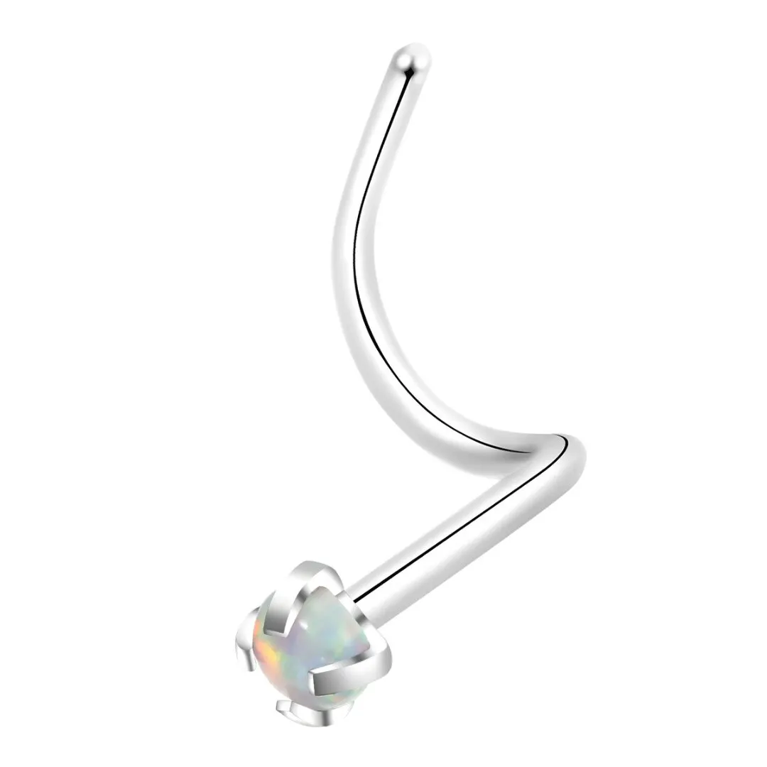 3Pcs/lot Surgical Steel Opal Crystal L Bend Screw Nose Ring Piercing Jewelry For Women Trendy Charm Nose Stud Ring Body Piercing