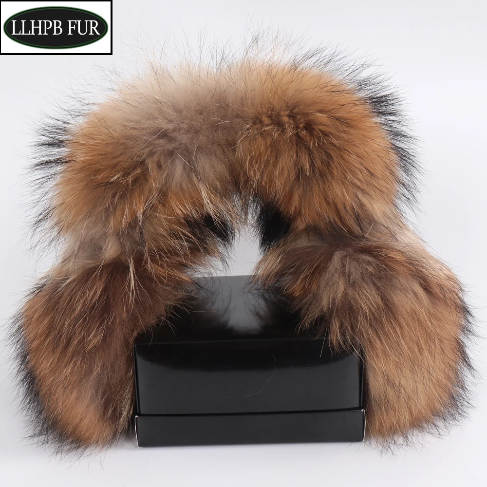 New Fashion Women Natural Real Fox Fur Earmuffs Plush Winter Warm Big Fox Fur Ear Muffs Girls Luxury Earmuff
