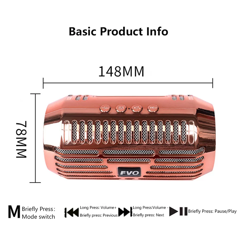 Мини Bluetooth динамик портативный беспроводной динамик s с fm-радио TF карта AUX USB Play Mic Handsfree стерео сабвуфер для телефона ПК