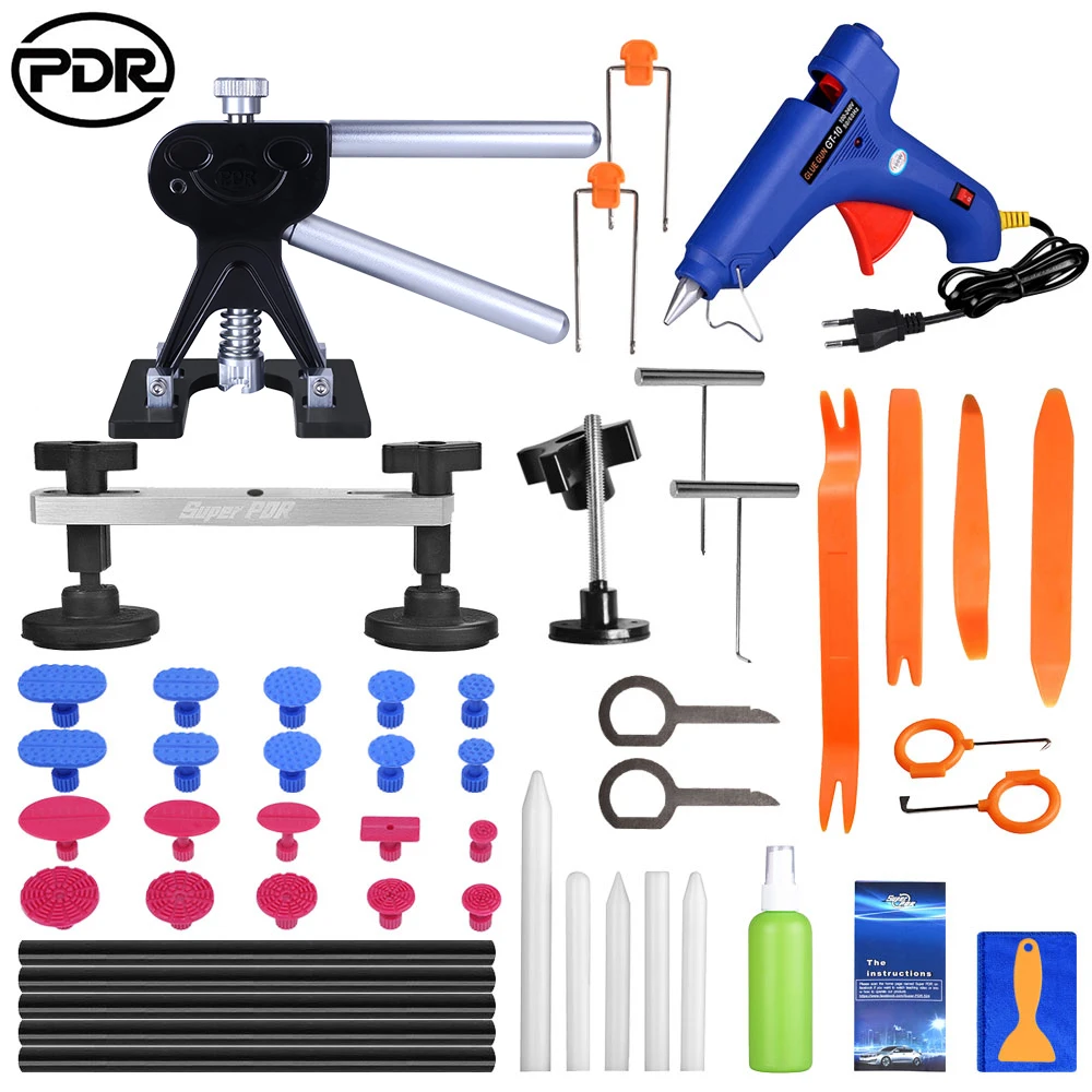 

PDR Tools Dent Removal Tools Paintless Dent Repair Tools Kit with Auto Trim Tools Dent Puller Pops a Bridge Puller PDR Lifter