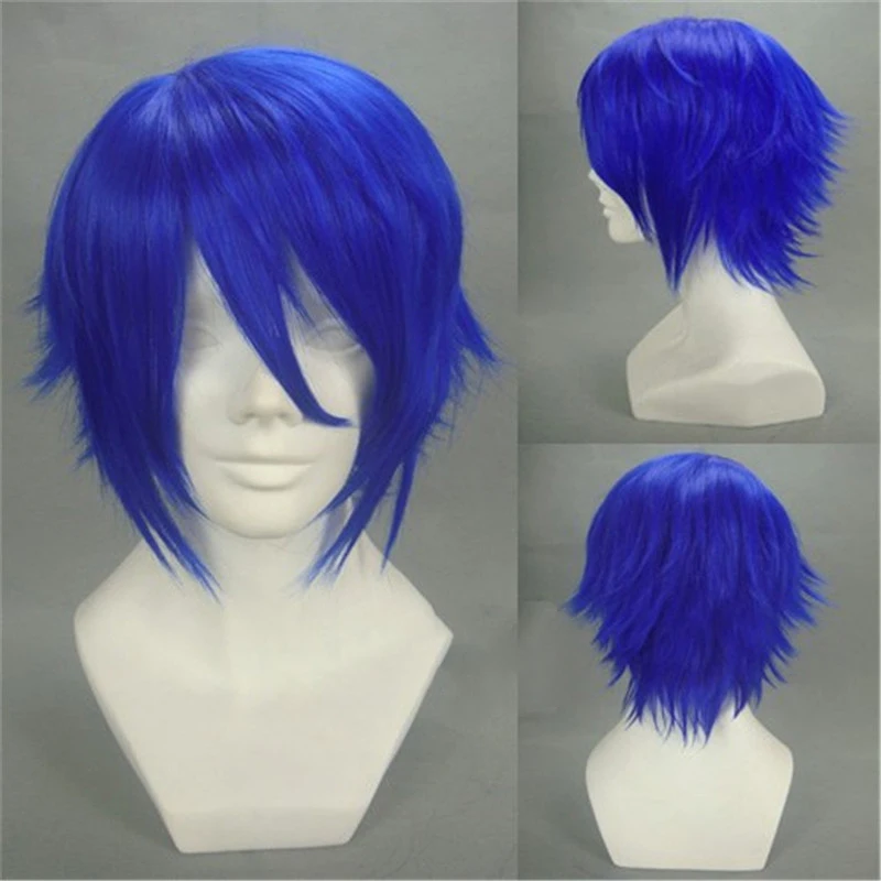 Anime Vocaloid Kaito Wig Cosplay Costume Blue Short Heat resistant