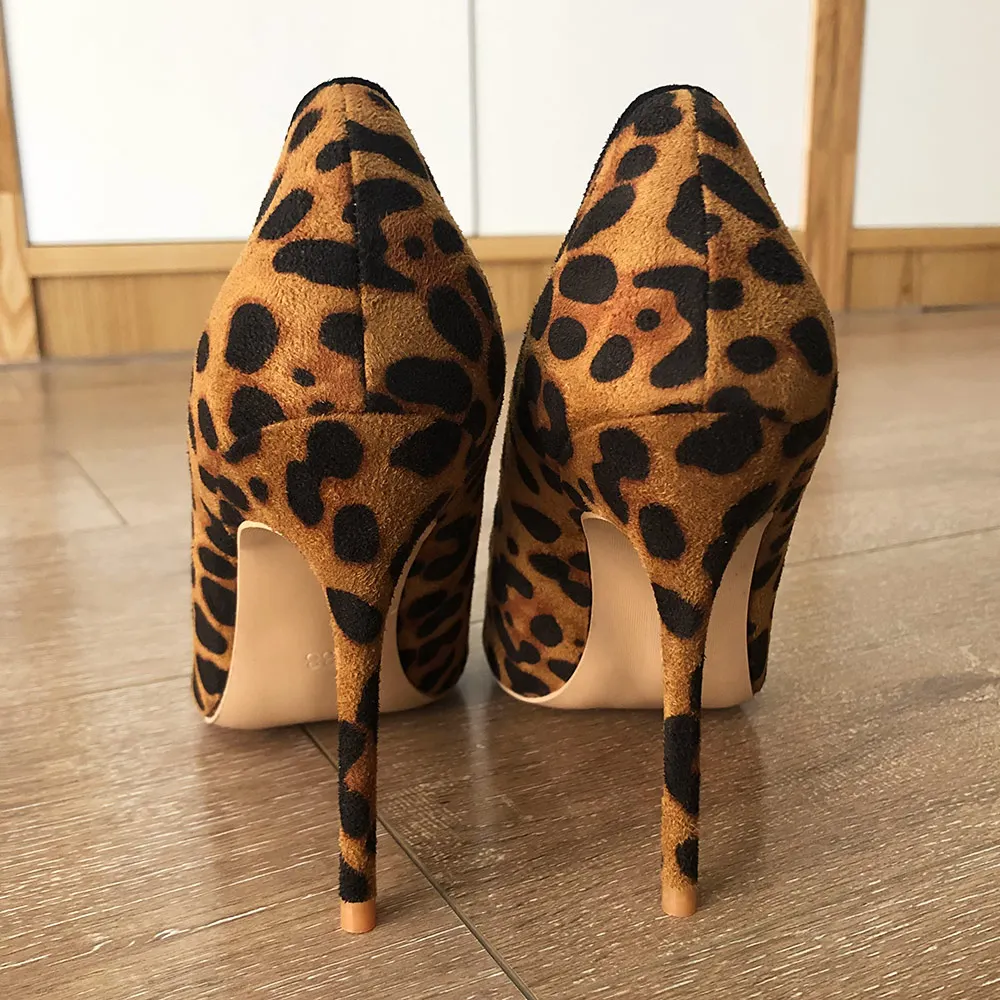 Veowalk Flock Leopard Women Sexy Extremely High Heels Slip on