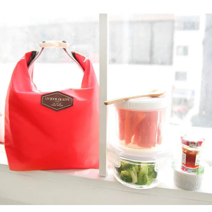Nylon Insulated Handbag Portable Insulation Bag Cooler Waterproof Food Storage Student Office Worker Lunch Red #YL10 | Дом и сад