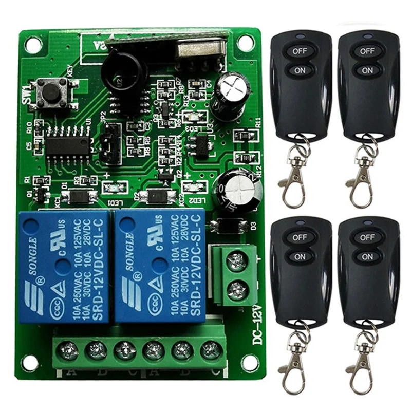 DC12V 24V 2CH дистанционного Управление светильник реле Выход радио модуль приемника