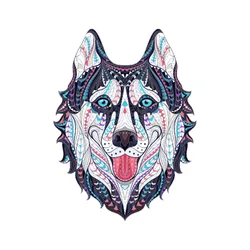 Novo colorido cinza lobo quebra cabeça de madeira 3d diy a3 a4 a5 pop bloco alienígena animal jogo de quebra cabeça 100 200 300 grama para crianças caixa de presente da criança