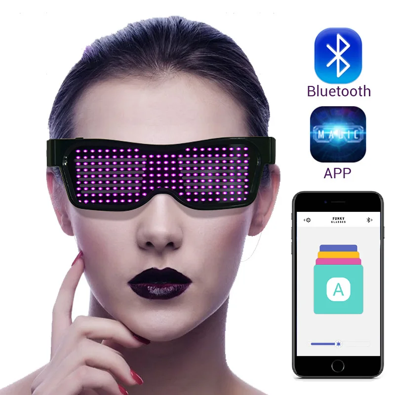 

Magic Bluetooth Led Party Glasses APP Control Luminous Glasses EMD DJ Electric Syllables Party Eye Glasses