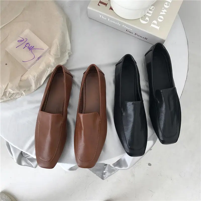 MONMOIRA/женские туфли на плоской подошве в британском стиле в стиле ретро на квадратном каблуке; женские лоферы на мягкой подошве без застежки; SWA0368