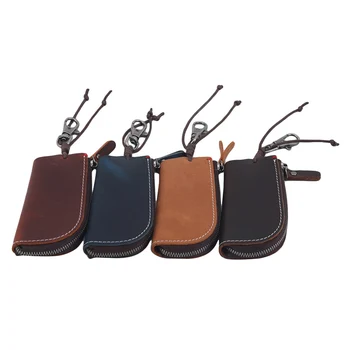 

Genuine Leather Key Wallet Pouch Business Men Door Car Key Case Bag Holder Male Keychain Key Organizer Housekeeper