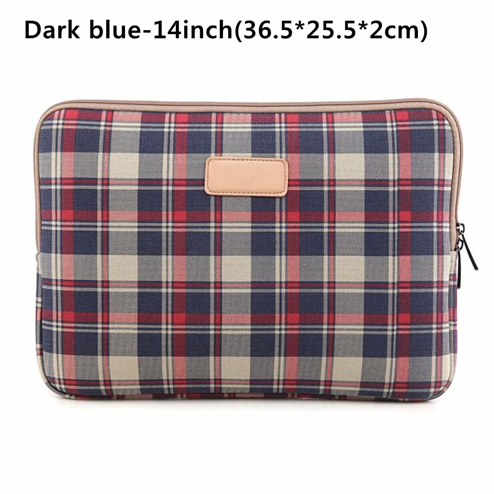 Dark blue-14inch Модная клетчатая сумка для ноутбука 12 13 14 15 дюймов чехол для планшета - Цвет: Dark blue-14inch