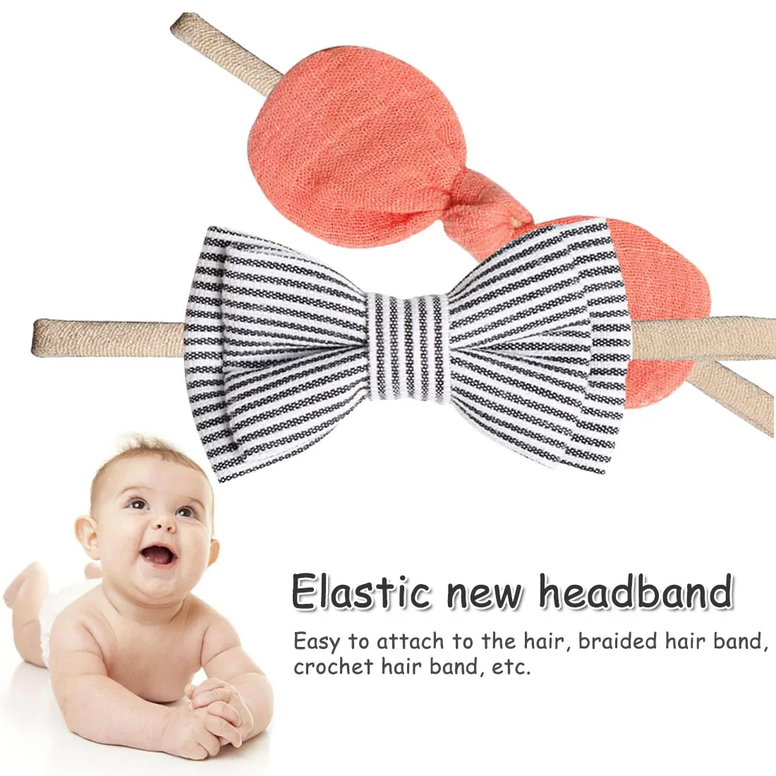

1pcs Cute Bow Baby Headband for Girl Nylon Head Bands Turban Newborn Headbands Hairbands for Kids Baby Hair Accessories