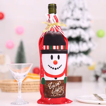 

Sckday Christmas Party Home Decor Table Santa Snowman hampagne printing Red Wine Bottle Covers Bag Christmas Bottle Covers