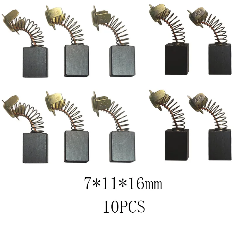 10PCS/lot 7×11×16mm Power Tool Graphite Copper Motor Carbon Brush Spare Parts for Electric Motors Graphite Brush Replacement a6vm axial plunger hydraulic motor a6vm 107 spare parts new replacement hydraulic piston motors