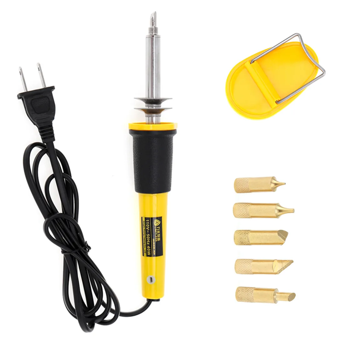 AC110V 40W US Plug Wood Burning Soldering Pen with 5 Tips and Stand Holder for Wood Pyrography