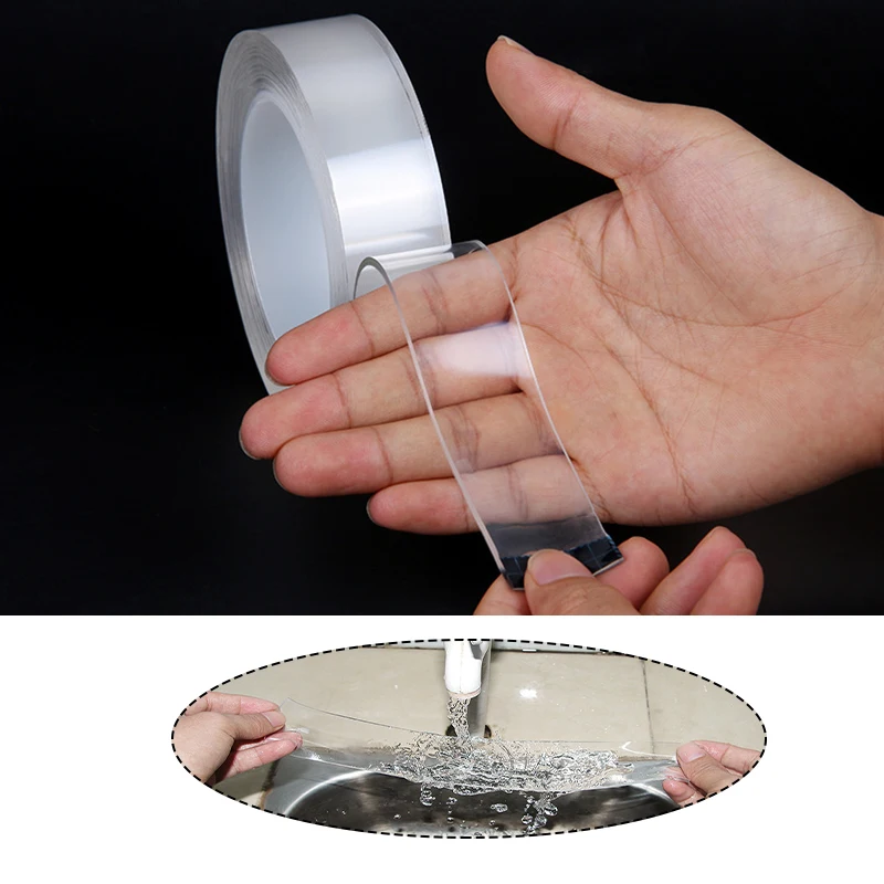 

Double-Sided Tape Transparent Wash Magic Adhesive Tape Gel Handle No Trace Washable Adhesive Seamless Magic Invisible Cut Tape
