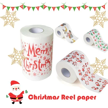 

Christmas Printed Home Santa Claus Bath Toilet Roll Paper Christma Supplies Xmas Decor Tissue Restaurant Toilet Tissue