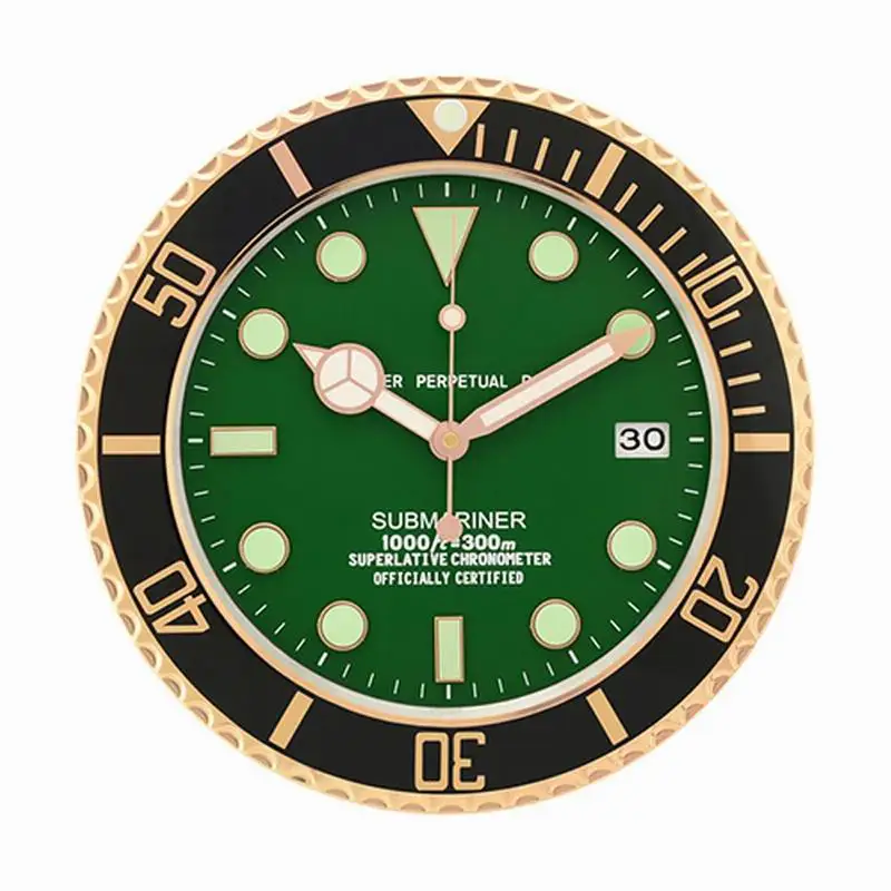 

Luminous Top Design Quality Metal Watch Shape Wall Clock with Silent Mechanism with Corresponding Logos Best Gifts For Friend