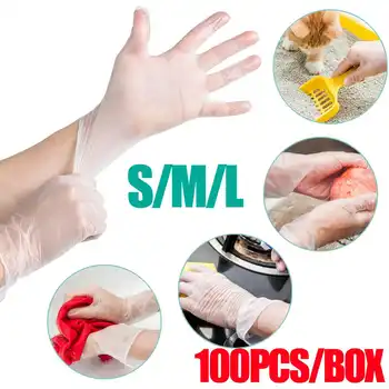 

100 Pcs Disposable PVC Gloves Transparent Non-Slip Acid and Alkali Laboratory Vinyl Gloves Household Cleaning Products