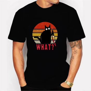 

Harajuku Black Cat What T Shirt Short Sleeve Unisex Teens Oversized Happy Tee Tops Men Women Casual Cotton O-neck Nope T-shirt