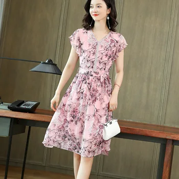 

Silk dress female one undertakes to manufacturers selling the new summer printed little princess dress L to 3XL