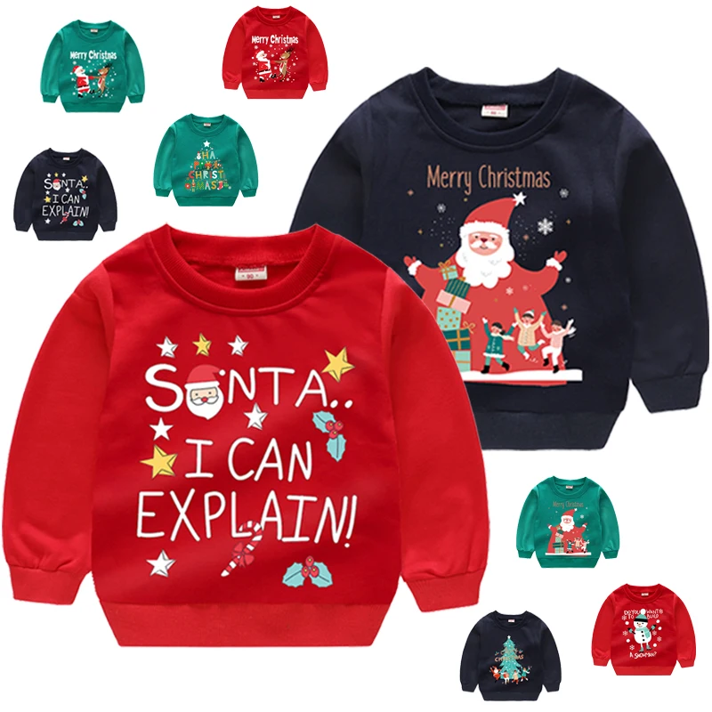 

Baby Boy Clothes Multiple Styles Cartoon Christmas Pattern Kids Pullover Casual Loose Boy Sweatshirt 2-7 Years Old Kids Clothes