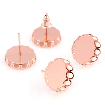 

12mm 20pcs Dark Rose Gold Color Earring Studs,Earrings Blank/Base,Fit 12mm Glass Cabochons,Buttons;Earring Bezels (L2-26)