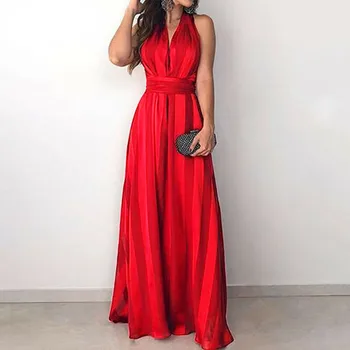 

Backless V Neck Long Dress Spring Party Flower long Dress Sleeveless Beach Big Swing Maxi Dress #F