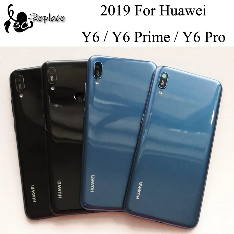 6,1 дюйма, новинка, для huawei Y6 /Y6 Prime /Y6 Pro, задняя крышка, крышка для батареи, корпус, чехол, запчасти для заднего стекла