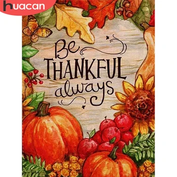

HUACAN Full Square Round Diamond Painting Thanksgiving Diamond Embroidery Mosaic Cartoon Rhinestone Picture Home Decoration