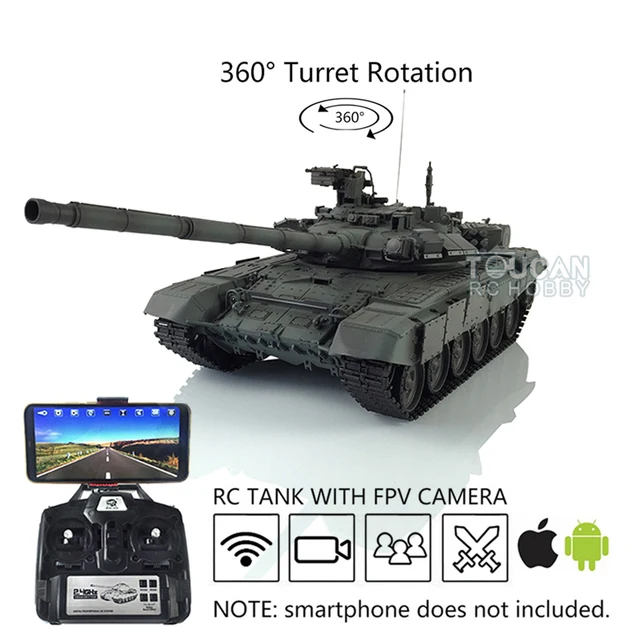 Heng long 1/16 TK7.0 Customize FPV Russia T90 RC Tank 3938 360° Turret Metal Track TH17857 3