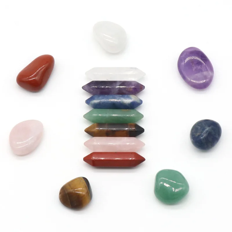 14PCS/Set Natural Stone Irregular Amethyst Lapis lazuli Yoga Meditation Energy Stone Bead For Chakra Reiki Healing Decoration
