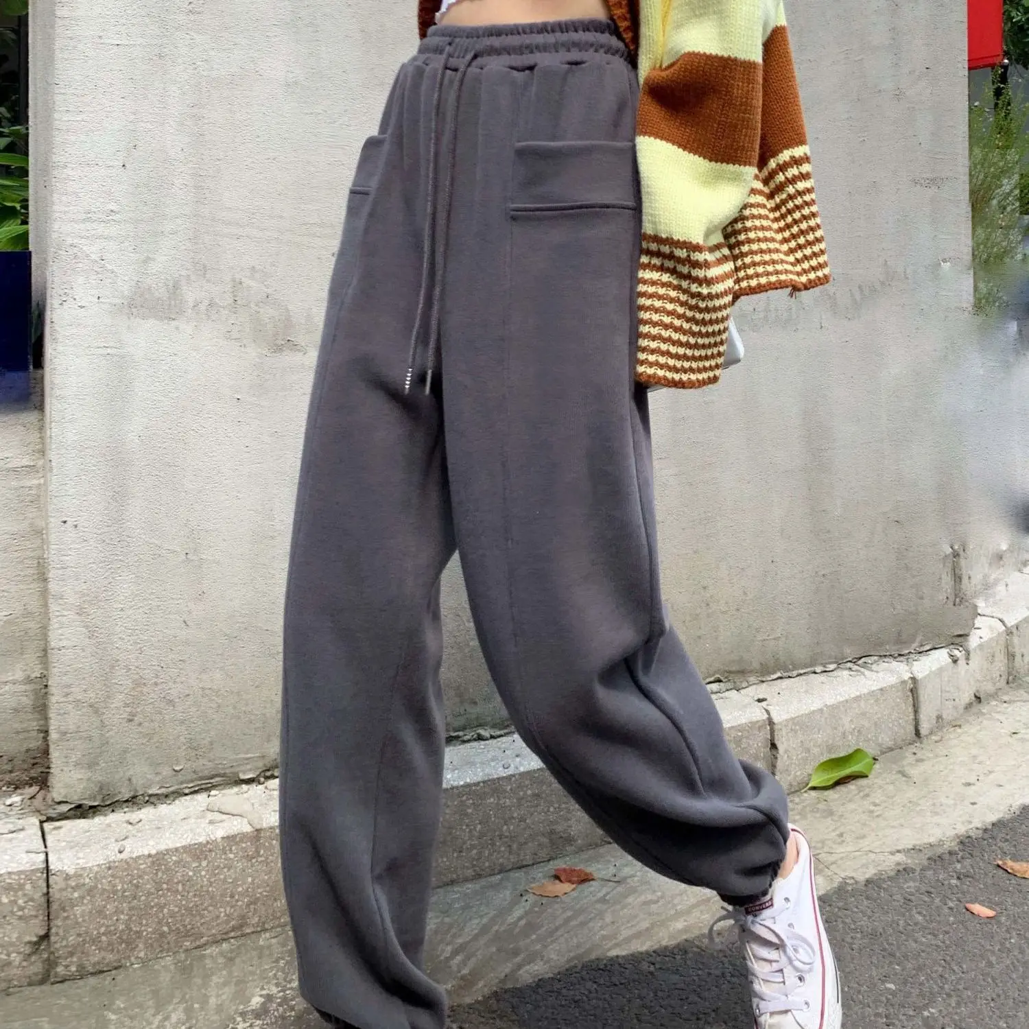   ϶ Ʈ ƮƮ ̵  α ǻ Streetwear Drawstring м Basic Mujer Ins Empire College New