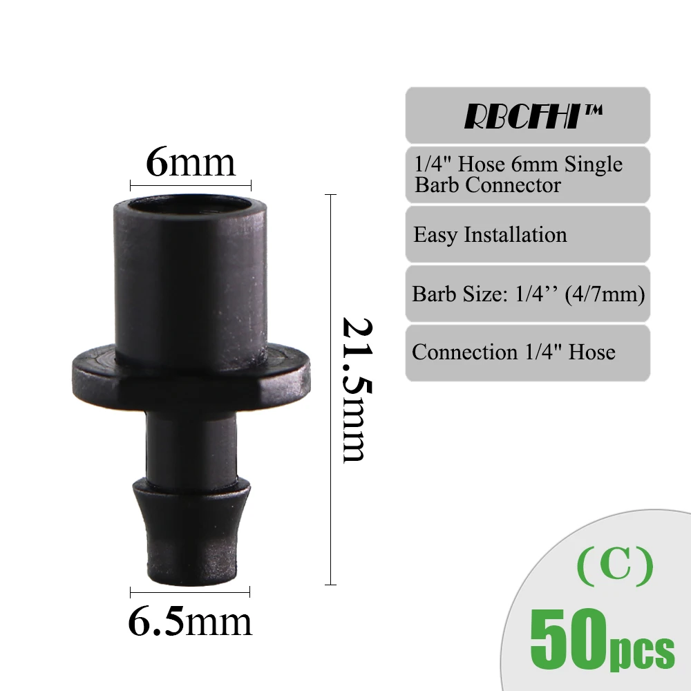 RBCFHI Garden Irrigation Connectors Barbed Single Double Tee Elbow Drip Arrow Cross Coupling Watering Fitting For 3/5 4/7mm Hose 