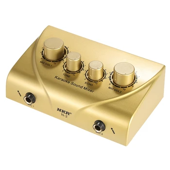 

Portable Dual Mic Inputs Audio Sound Mixer For Amplifier & Microphone Karaoke Ok Mixer Gold Eu Plug