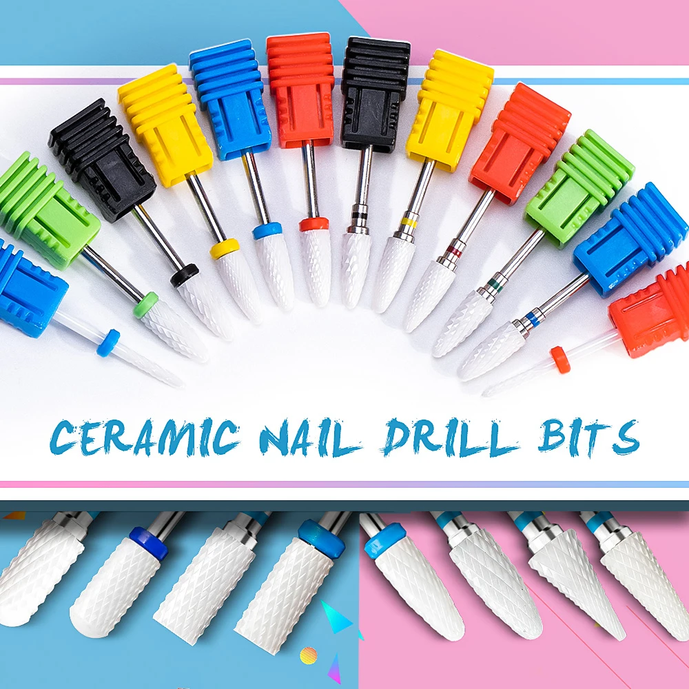 Nail Drill Bits Ceramic Nail Drill Bit For Electric Manicure Drills Machine Milling Cutter Nail Files er Art Equipment Accessory