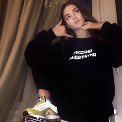 RUSSIAN UNDERGROUND unisex reflective hoodies letter printed women's sweatshirt with Russian inscriptions female hoodies tops