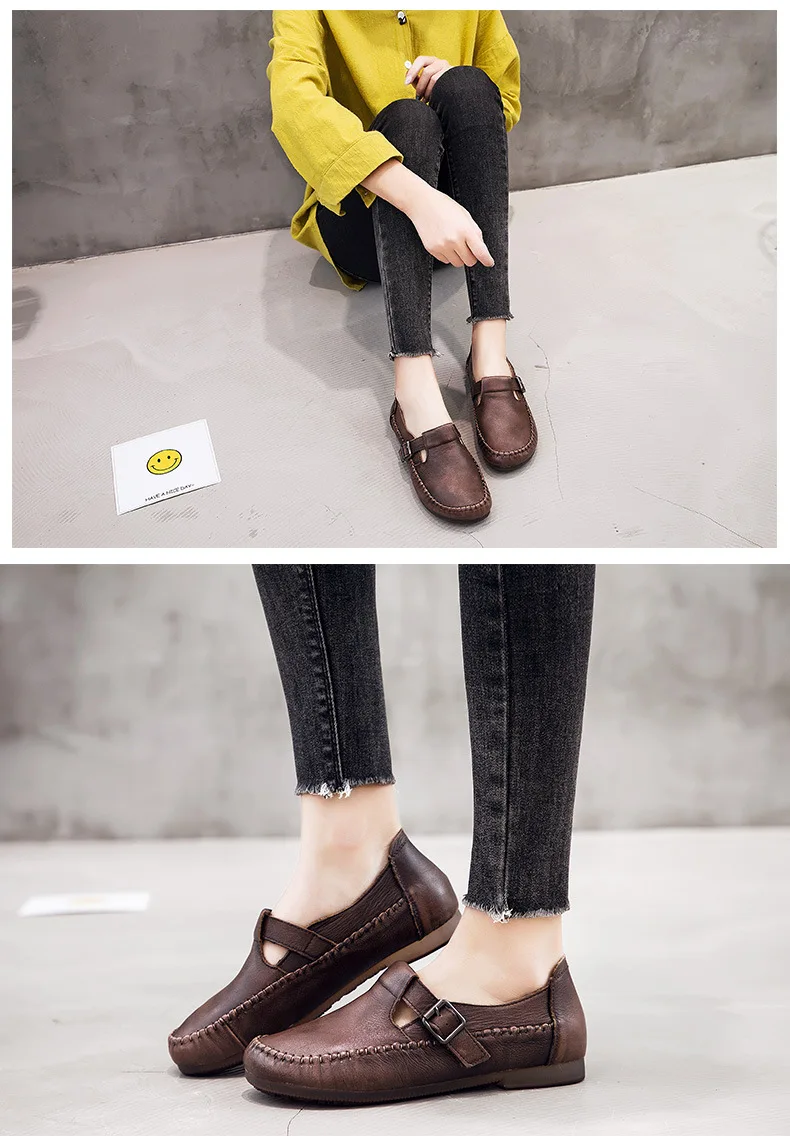GKTINOO/Новинка года; женские оксфорды из натуральной кожи на плоской подошве; chaussures femme; повседневная женская обувь ручной работы в стиле ретро без застежки