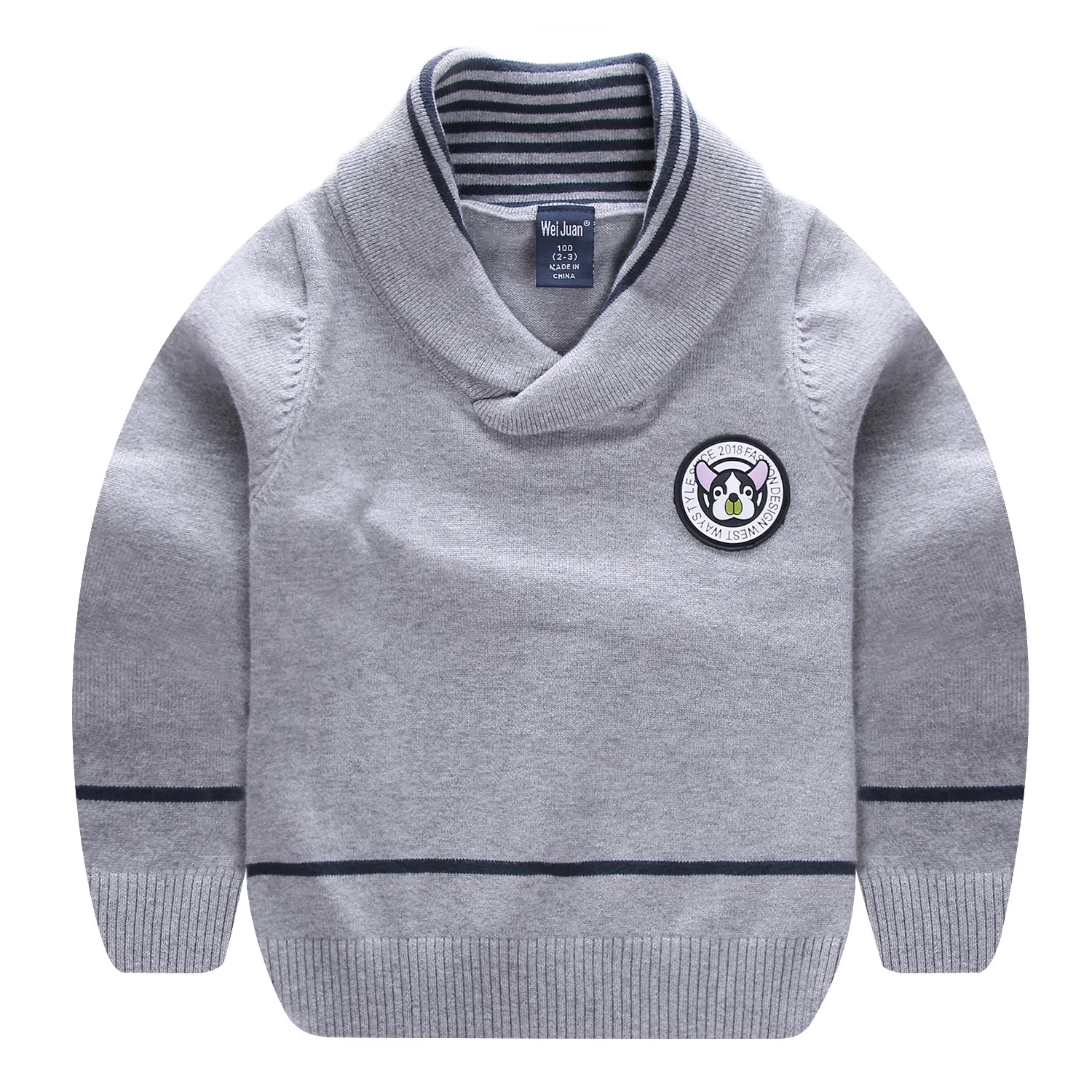 

BOY'S Pullover 2018 Autumn And Winter New Style Children Color Fold-down Collar Europe And America-Style Children Sweater