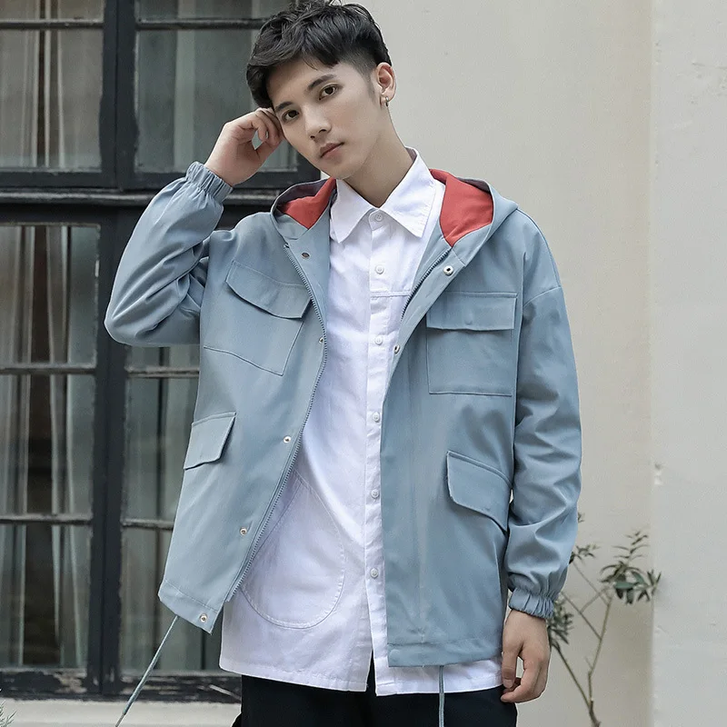 

2019 Autumn And Winter New Style Men Casual Workwear Jacket Trend of Fashion Loose-Fit Hooded Large Pocket MEN'S Jacket