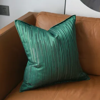 

DUNXDECO Cushion Cover Decorative Square Pillow Case Modern Simple Luxury Green Geometric Jacquard Sofa Chair Bedding Coussin
