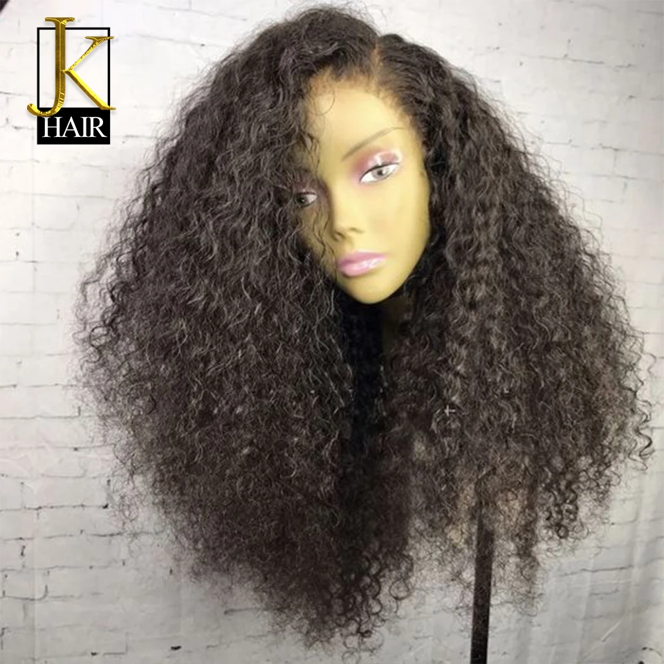 

150% Density Brazilian Short Bob Kinky Curly 13*4 Lace Front Human Hair Wigs Pre Plucked Remy Wig For Women Natural Black JK