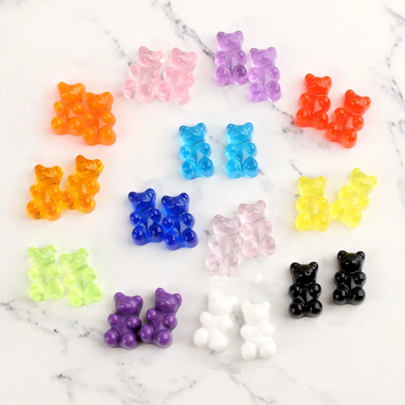 50Pcs Cute Bear Flat Back Planar Resin Color DIY Crafts Supplies Phone Shell Patch Decor Arts Material Kids Hair Accessories