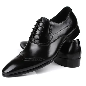 

Leather Shoes Men's Genuine Leather Shoes Comfortable Lace-up Formal Wear Work Shoes Fashion Shoes Pointed Toe Chaussure Homme