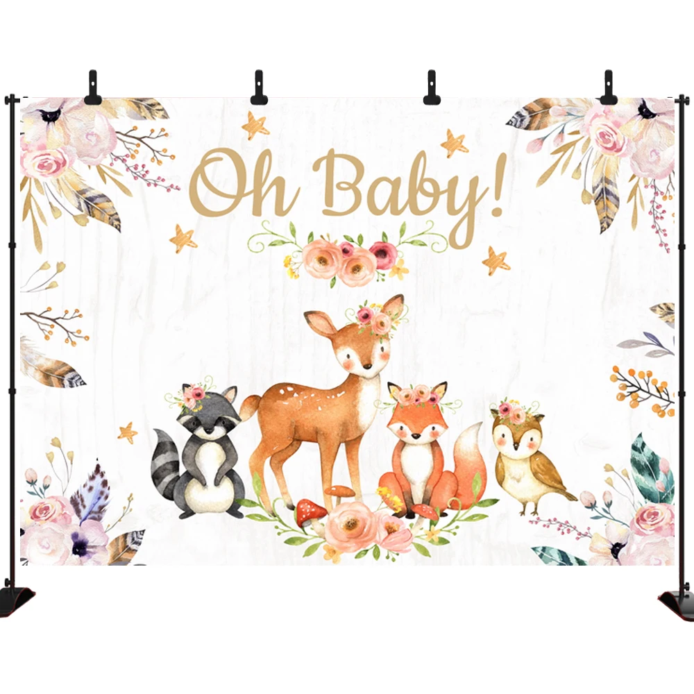 

Birthday Party Animal in the Jungle Photography Backdrop Baby Shower Banner Vinyl Background for Party Photo Studio Prop