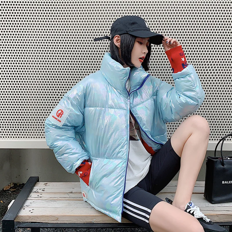 

2019 Bright Surface down Jacket Cotton-padded Clothes Women's Short Cotton-padded Clothes Online Celebrity INS Dongdaemun down C